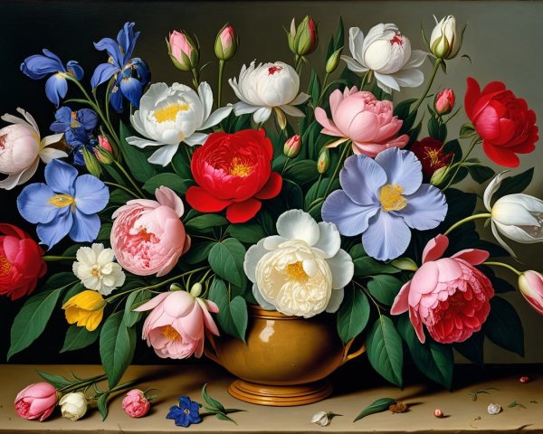 Assorted Flower Bouquet in Classic Vase Arrangement