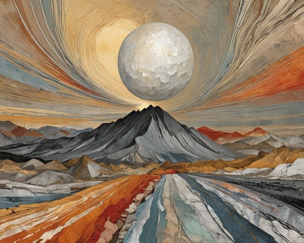 Dramatic Landscape with Mountain Range and Moon