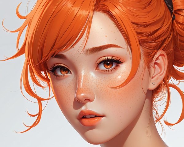 Close-up Portrait of a Young Woman with Orange Hair