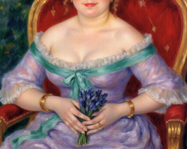 Portrait of a Woman in Lavender Dress with Flowers