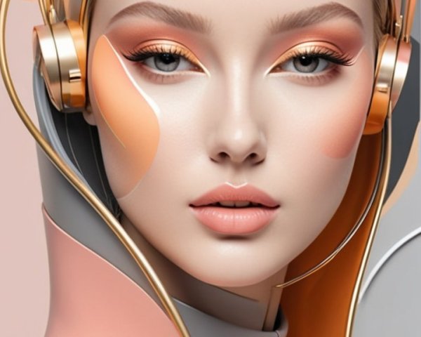 Futuristic Portrait of a Woman with Pastel Makeup