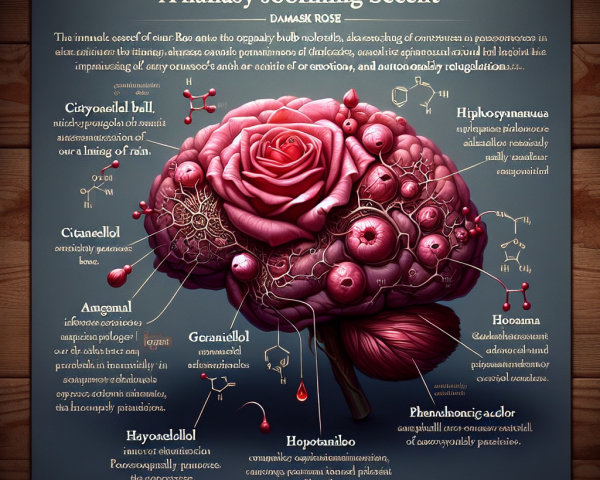 Illustration of Brain with Floral and Chemical Elements