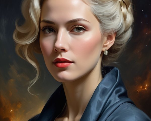 Elegant Portrait of a Woman in Blue Robe