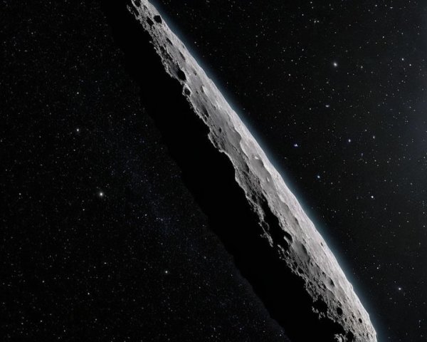 Elongated Asteroid with Rugged Surface in Deep Space