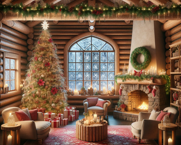 Cozy Festive Living Room with Christmas Decorations