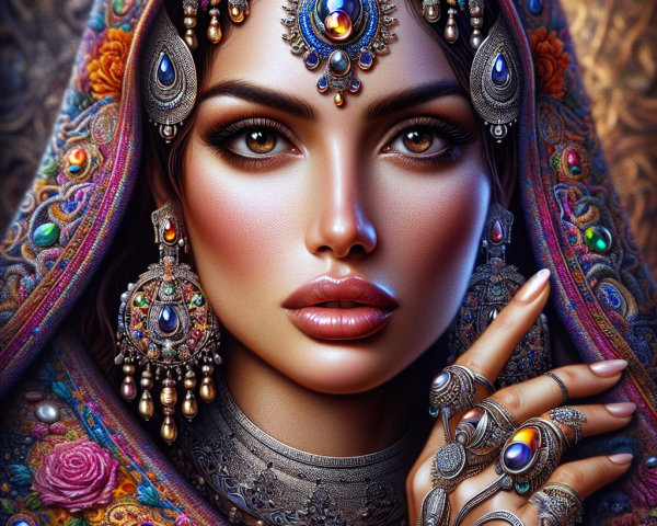 Vibrant Portrait of Woman in Traditional Attire