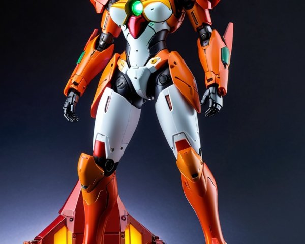 Futuristic Armored Warrior Model in Orange and White