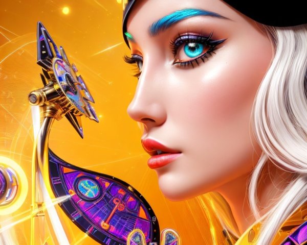 Futuristic Character with Vibrant Colors and Accessories