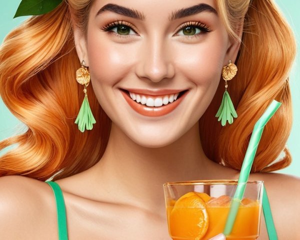 Young woman with blonde hair in tropical setting