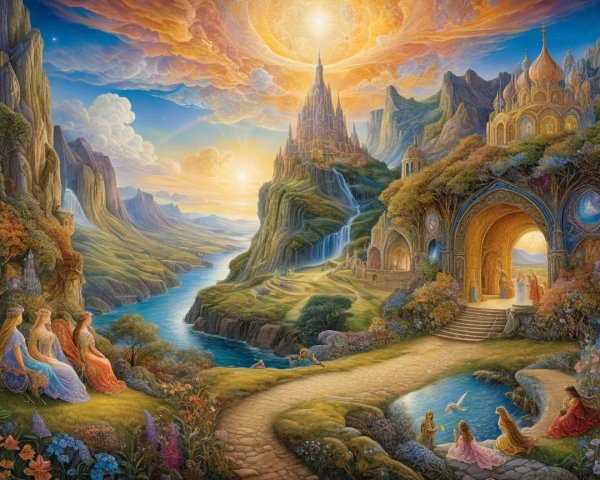 Majestic Castle in Vibrant Fantasy Landscape