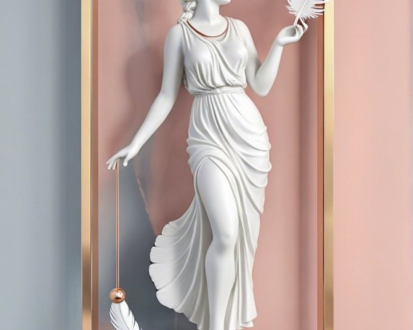 White Statue of Woman in Elegant Fabric with Pastels