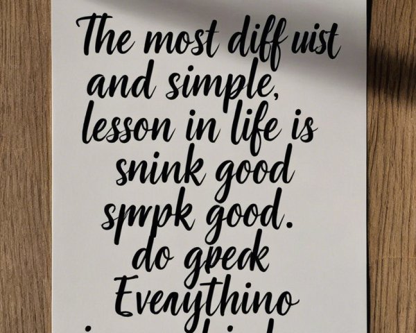 Handwritten quote on paper with wooden background