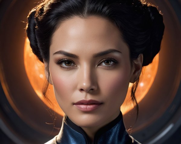 Portrait of a Confident Woman in Futuristic Outfit