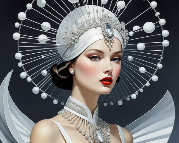 Elegant Portrait of a Woman in White Costume