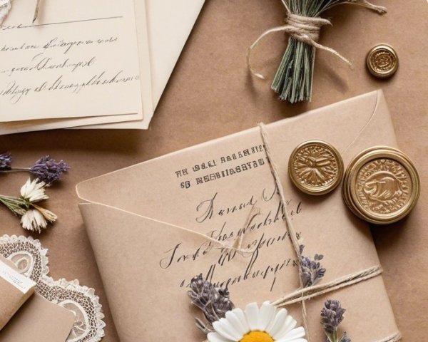 Vintage Envelopes with Twine, Flowers, and Wax Seals