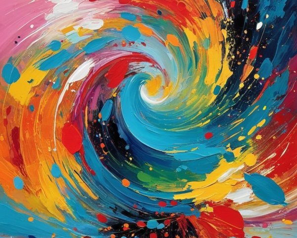 Vibrant Abstract Painting with Dynamic Color Swirls
