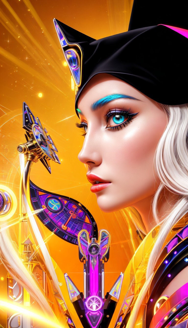 Futuristic Character with Vibrant Colors and Accessories