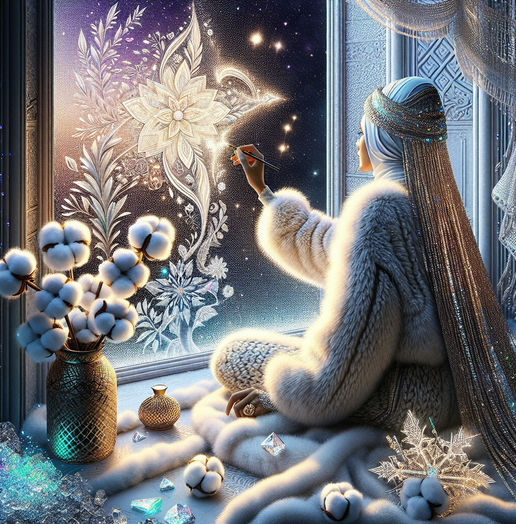 Magical Art Creation by a Woman with Silver Hair