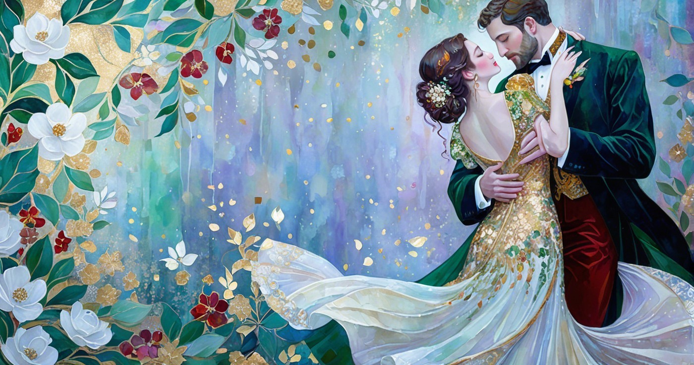 Romantic Dance of a Couple in a Colorful Setting
