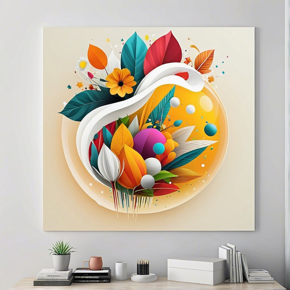 Vibrant Abstract Floral Artwork with Colorful Elements