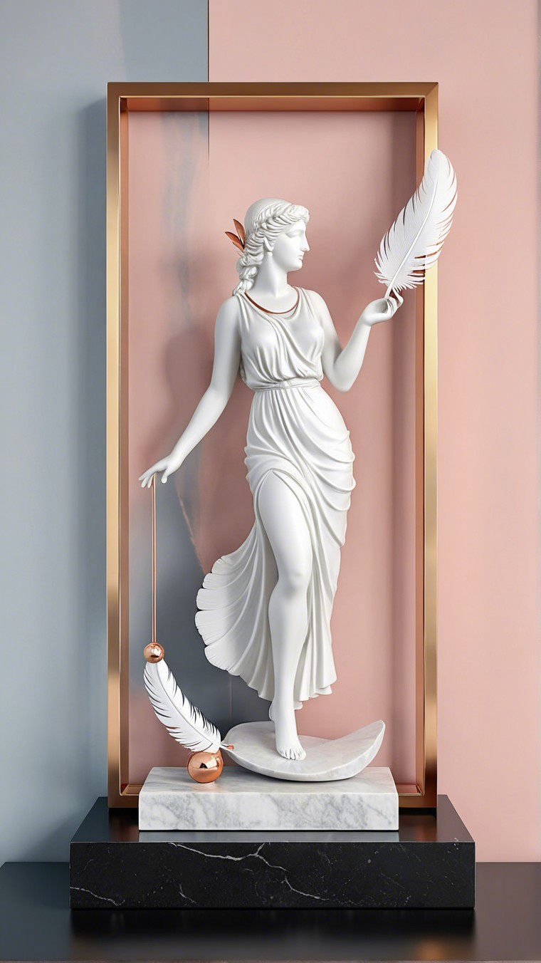 White Statue of Woman in Elegant Fabric with Pastels