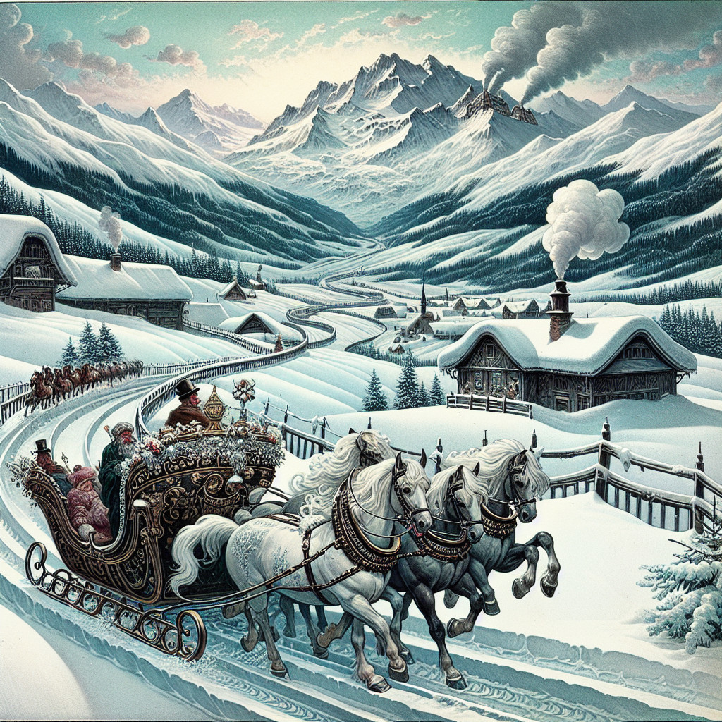 Winter Sleigh Ride in a Snowy Mountain Valley