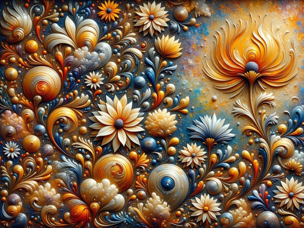 Vibrant Floral Patterns with Cosmic Elements in Design