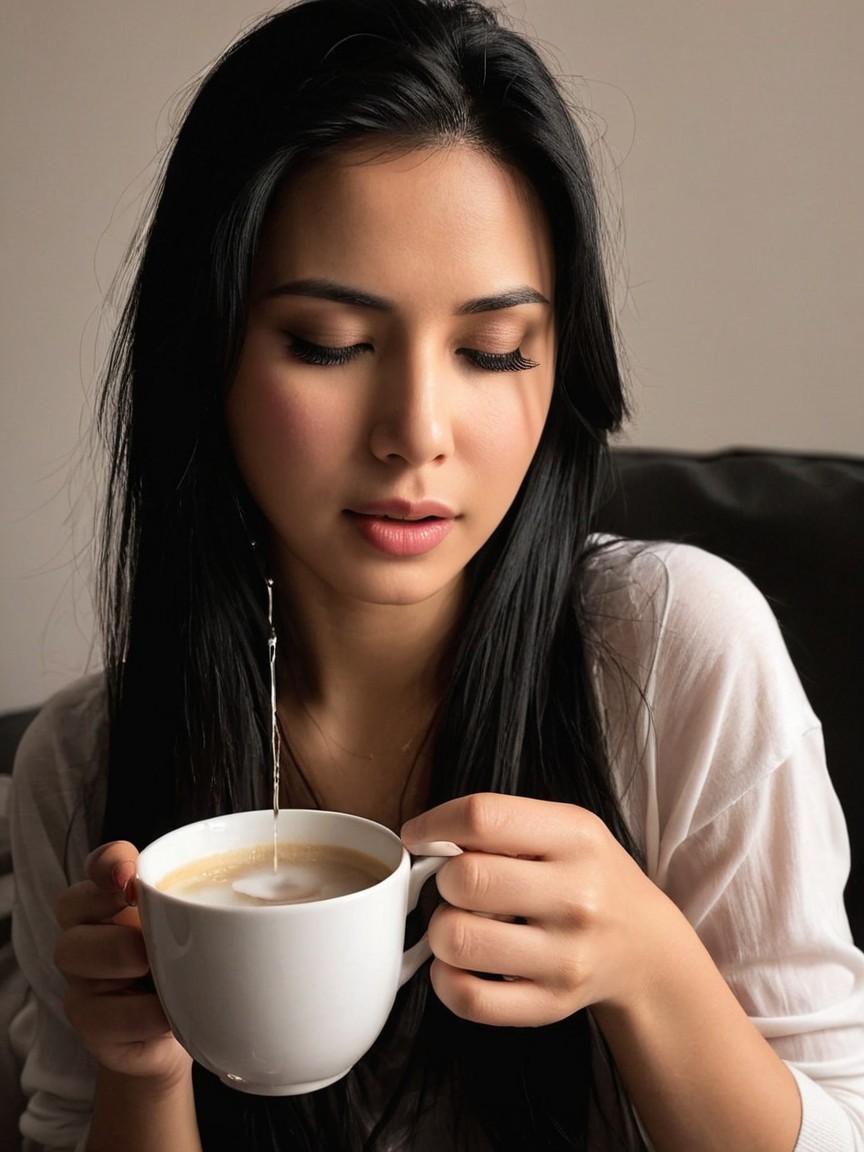 Young woman in contemplation with coffee cup