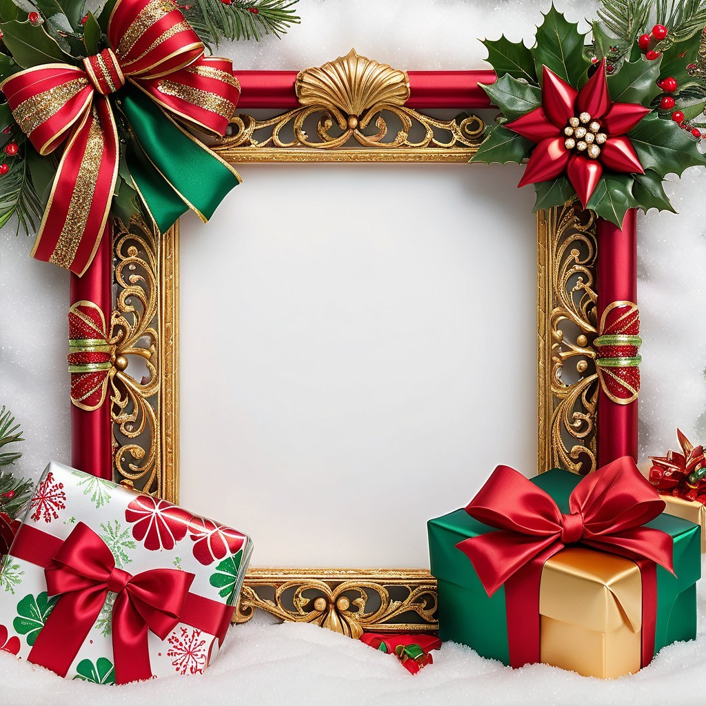 Festive Holiday Scene with Gifts and Snowy Background