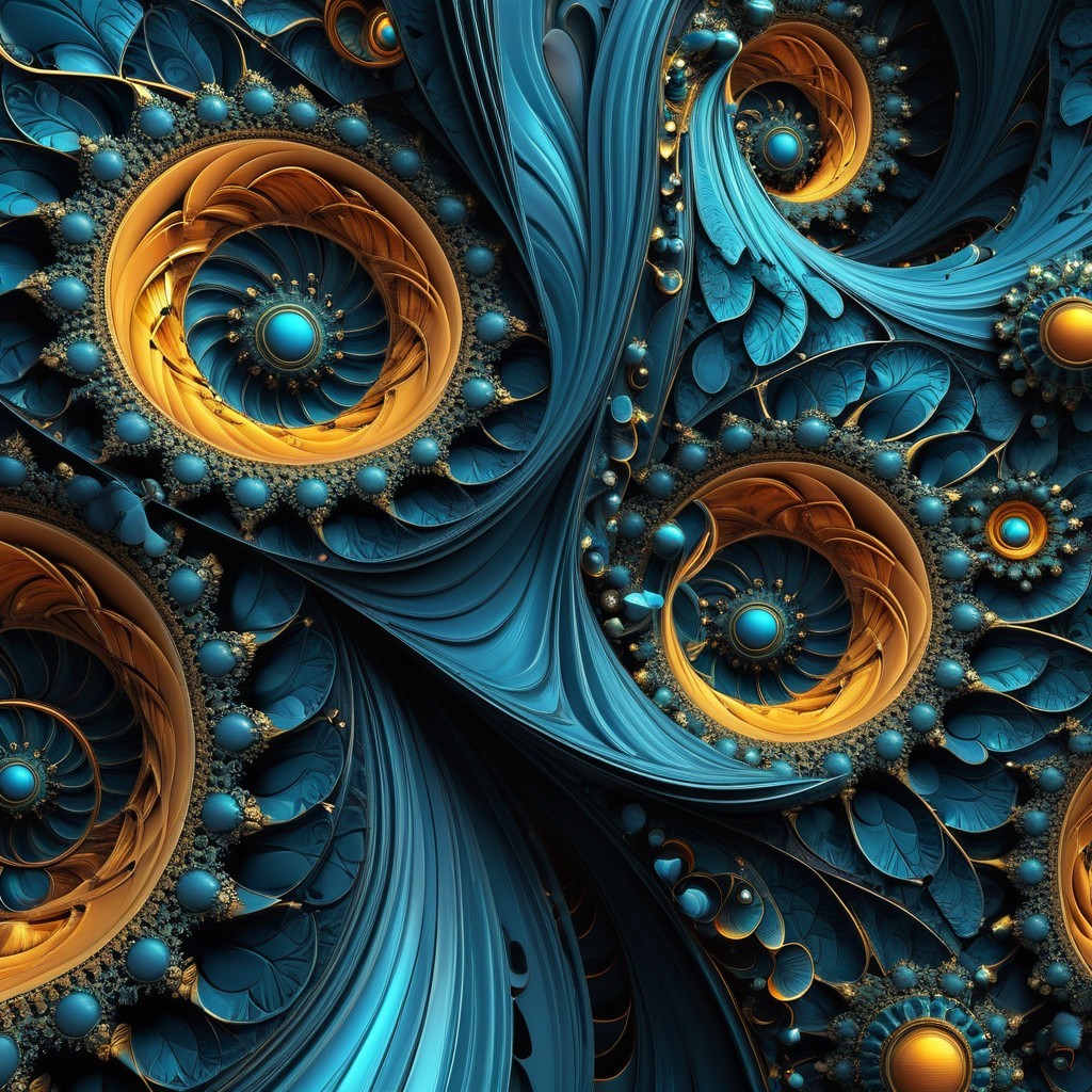 Abstract Swirling Blue and Gold Pattern Design