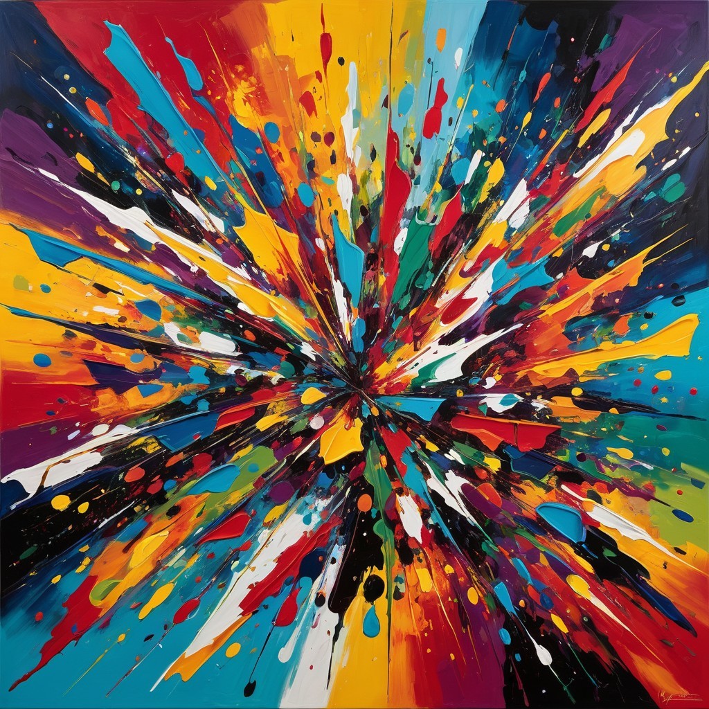 Dynamic Color Explosion with Bold Hues and Movement