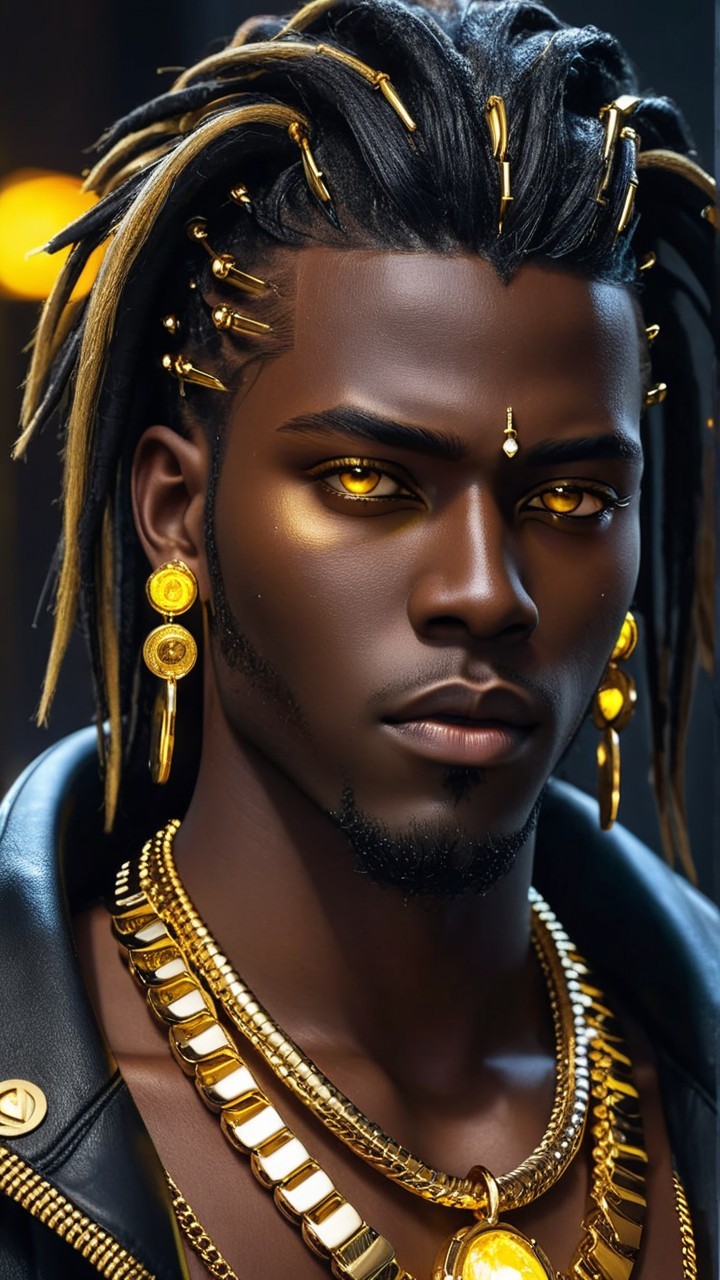 Portrait of a Young Man with Bold Hair and Accessories
