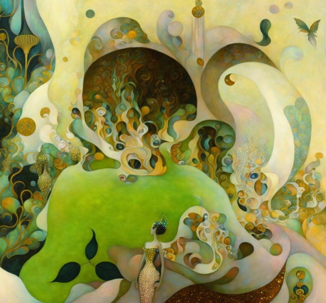 Ethereal Artwork with Organic Shapes and Vibrant Colors