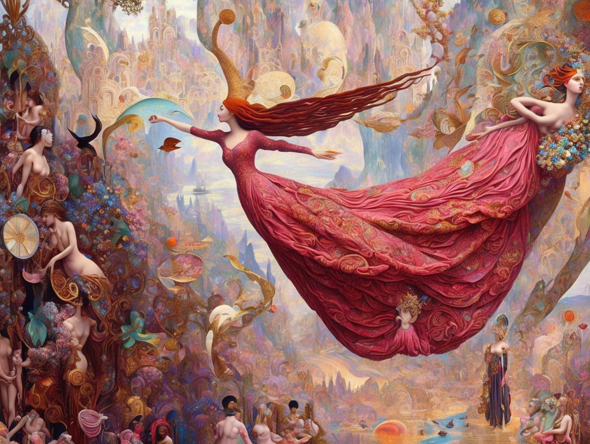 Surreal Scene with Fantastical Elements and Colors