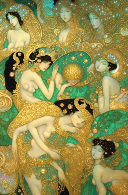 Ethereal Composition of Women in Flowing Garments