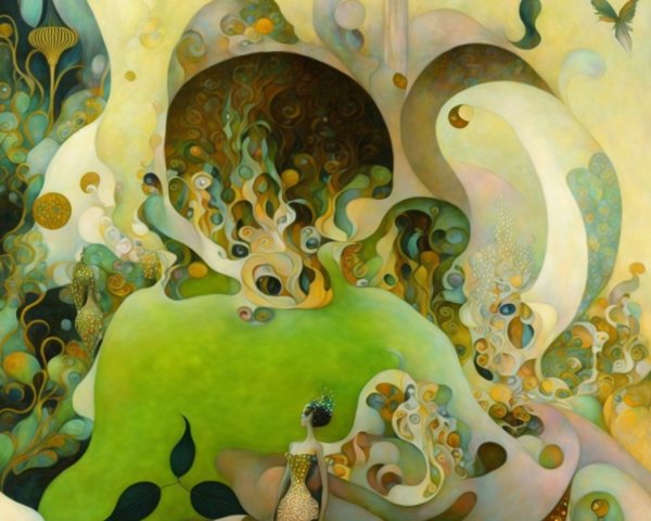 Ethereal Artwork with Organic Shapes and Vibrant Colors