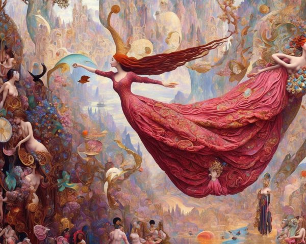 Surreal Scene with Fantastical Elements and Colors