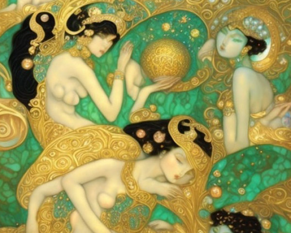 Ethereal Composition of Women in Flowing Garments