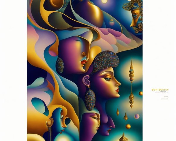 Vibrant Abstract Composition of Faces and Forms
