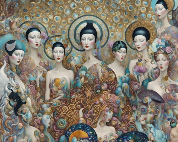 Colorful Composition of Stylized Female Figures