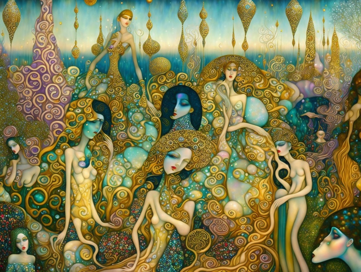 Dreamlike Artwork with Ethereal Female Figures