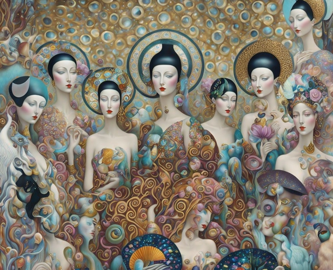 Colorful Composition of Stylized Female Figures