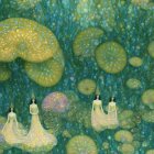 Ethereal Underwater Scene with Graceful Figures and Waves