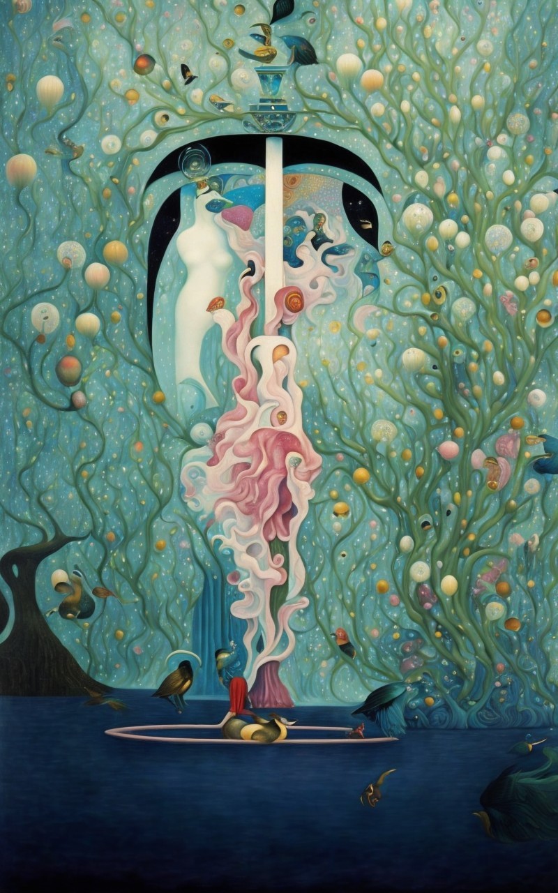 Ethereal Fusion of Nature and Fantasy in Artwork