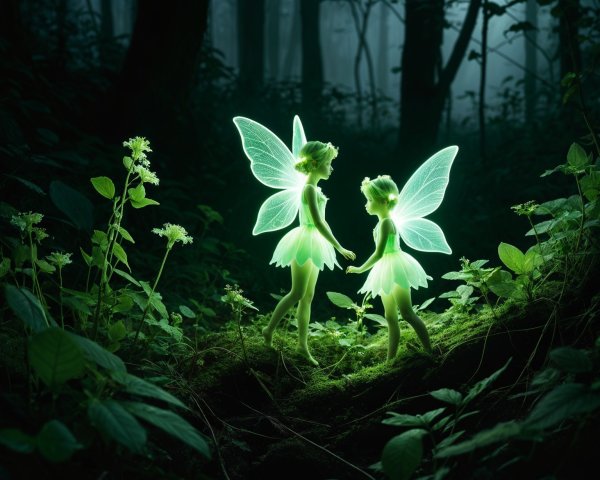 Ethereal Fairies in a Mystical Forest Setting