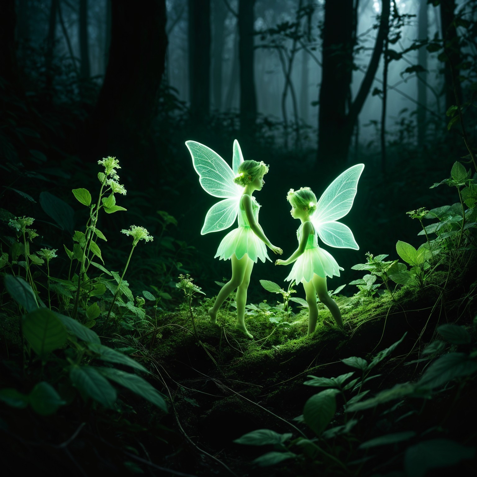 Ethereal Fairies in a Mystical Forest Setting