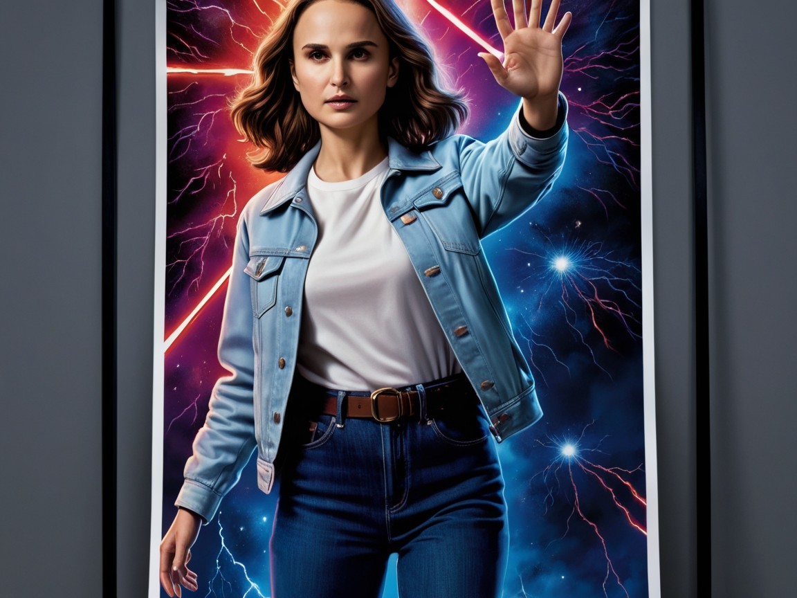Portrait of a Woman in Denim with Colorful Background