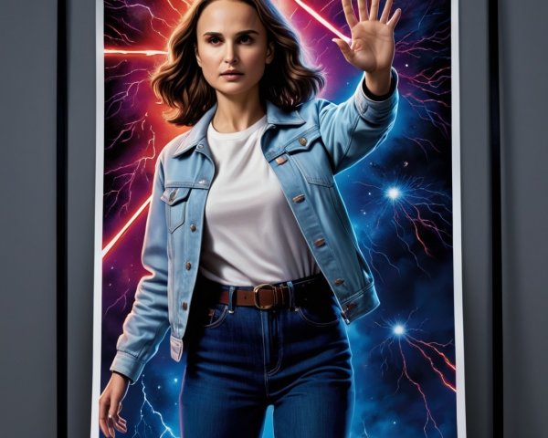 Portrait of a Woman in Denim with Colorful Background