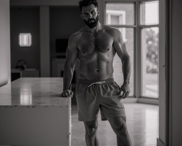 Muscular Man in Modern Minimalistic Room Setting