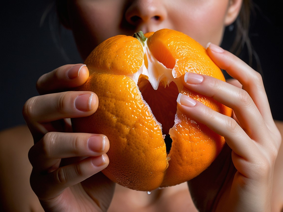 Close-up of a person holding a vibrant orange fruit